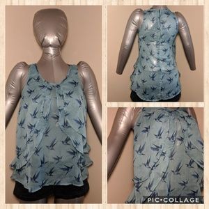 Buffalo teal tank with blue birds tank size XS